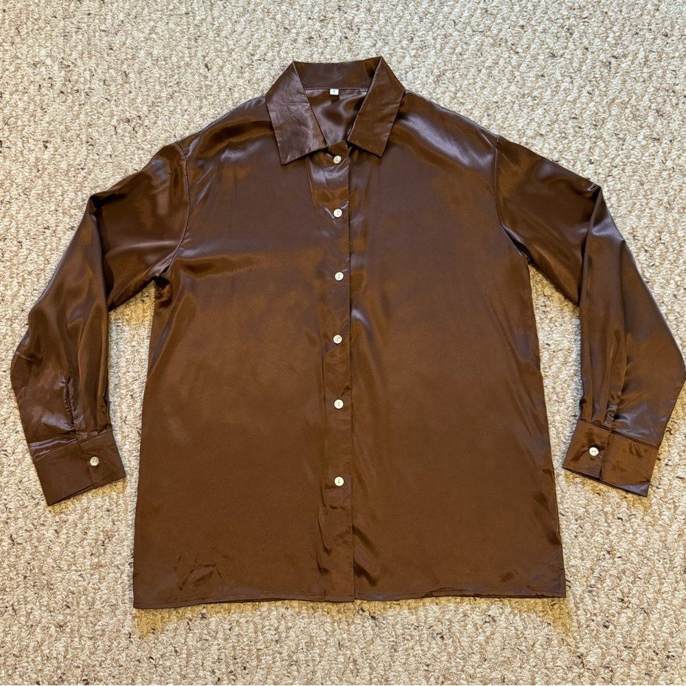 *3 for $9* Brown Satin Blouse